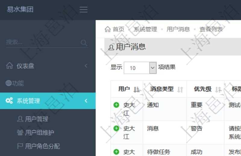 項目管理軟件用戶也可以使用用戶間通知功能實現不同用戶之間的消息的通知,系統管理員可在用戶消息查詢頁面查詢得到所有用戶之間的通知消息。